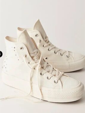 Converse platform High-Top Sneakers In Egret Pearl Accents chunky 90’s Y2K